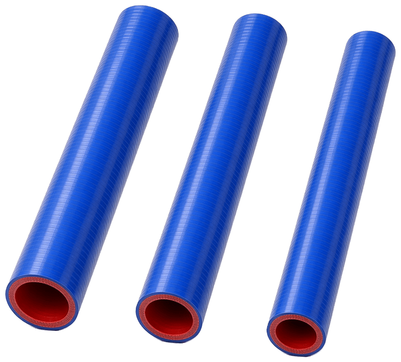 Three straight lengths of blue coolMaster coolant hose with red liners