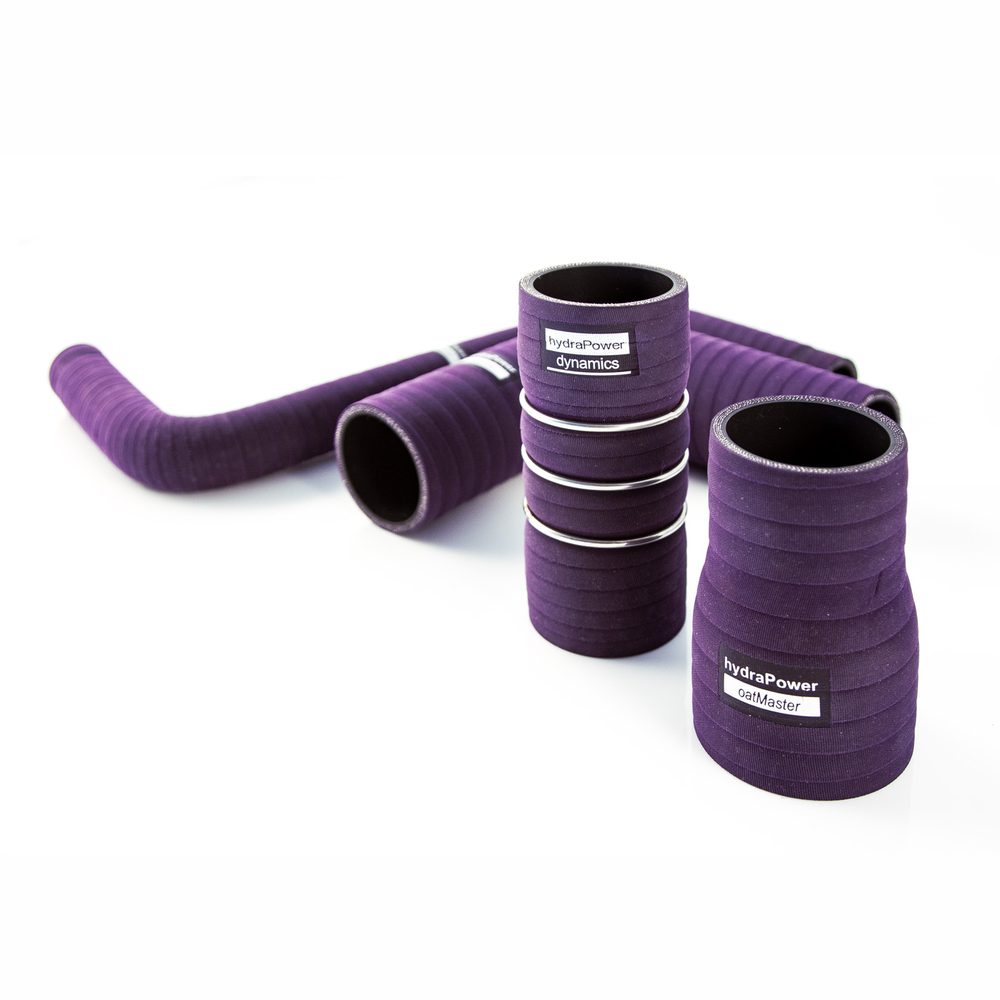 OATMaster violet silicone coolant hoses in straight and reducer shapes